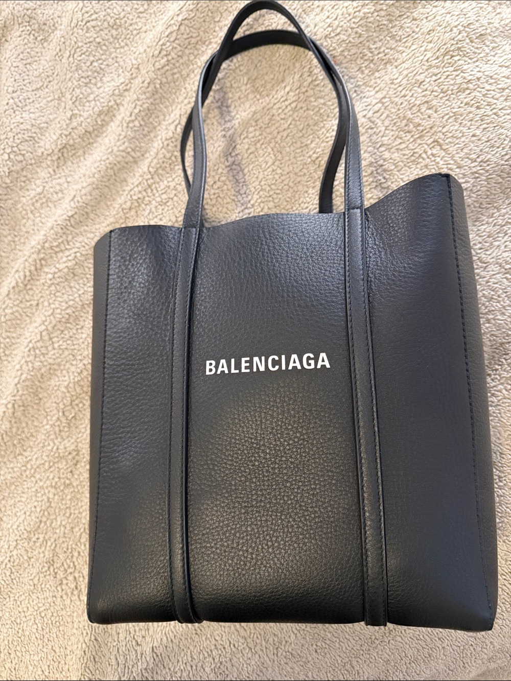 Balenciaga Black Logo Leather Tote